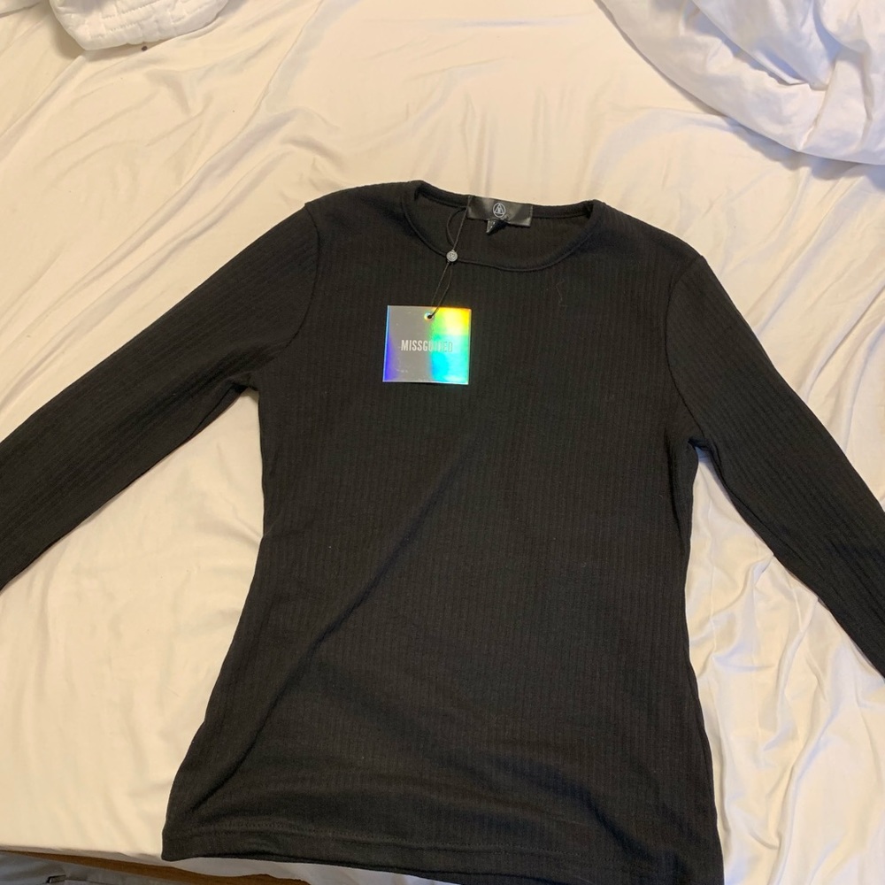 Rubbed crew neck long sleeve